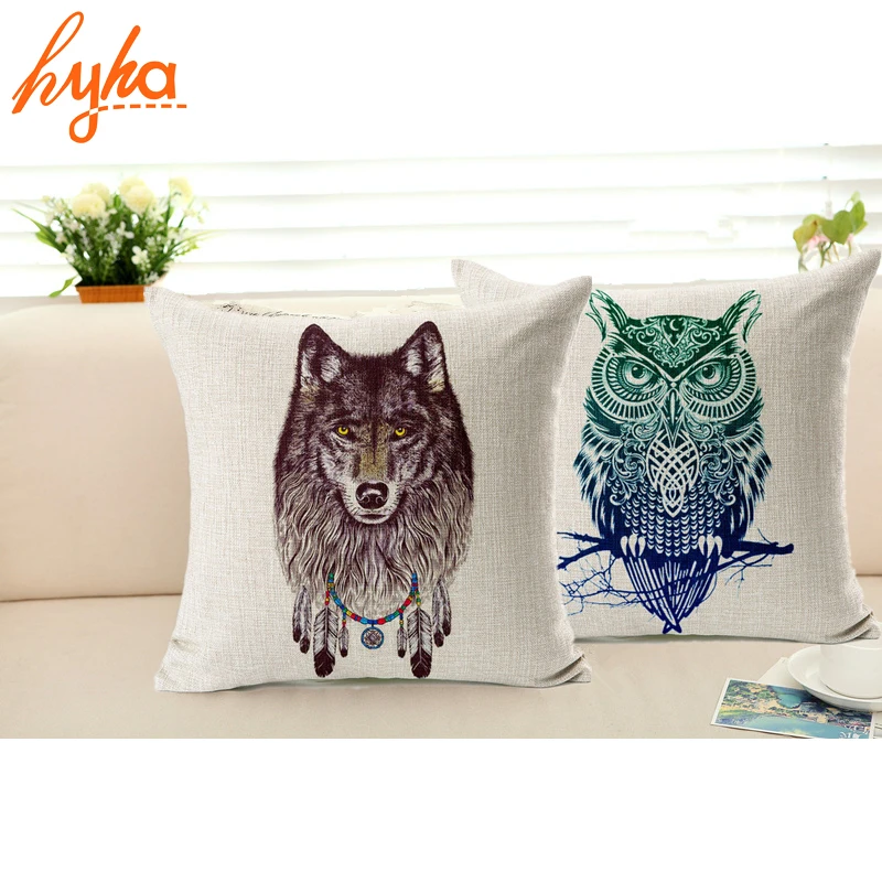 Pillowcase Owl Lion Wolf Animal Cotton Linen Cushion Covers Home Decorative Pillows Bedroom Euro Pillow Cover Free Shipping Pillowcase Owl Lion Wolf Animal Cotton Linen Cushion Covers Home Decorative Pillows Bedroom Euro Pillow Cover Free Shipping