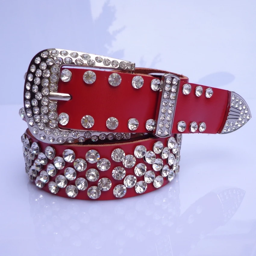 For dec oration crystal belt Women genuine leather rhinestone full diamond cowhide a strap | Аксессуары для одежды