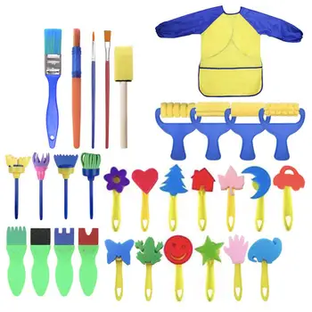 

RCtown 31Pcs/Set Kids Painting Sponge Brush Set Drawing Toys DIY Sponge Stamp Painting Tool For Children