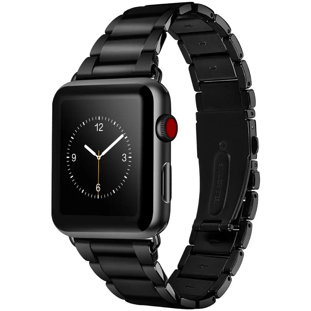 black HOCO высокое качество 3 указки металлический браслет ремешок для Apple Watch серии 4 3 2 1 совместим с Iwatch 44 мм 42 мм - Цвет ремешка: black