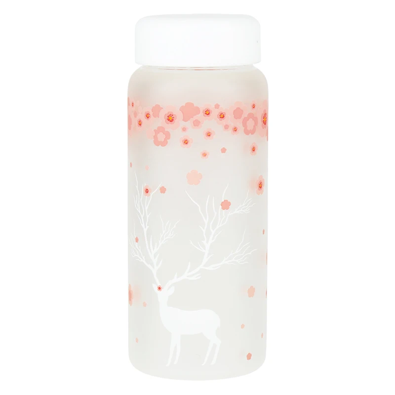 Стеклянная бутылка для воды Sakura Swallow Frost с рукавом 430 мл бутылки с лосем креативная Спортивная бутылка для кемпинга посуда для напитков Прямая поставка - Цвет: Elk