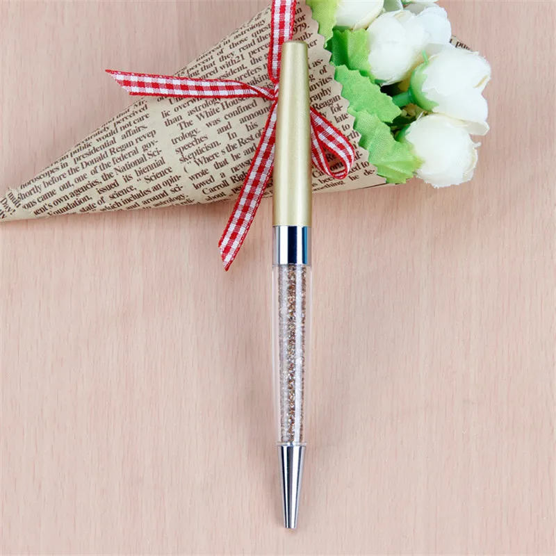 1 Pcs High Quality Luxury Bling Metal Rhinestone Crystal Ballpoint Pen School Supplies Stationery Writing Pens Free Shipping