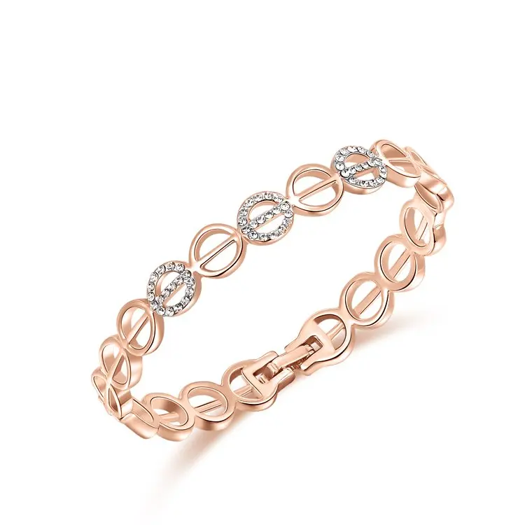 

BOAKO AAA Zircon Rose Gold Bracelets for Women Bracelet&Bangle Crystal White Gold Cuff Bangles Fashion Jewelry Z3
