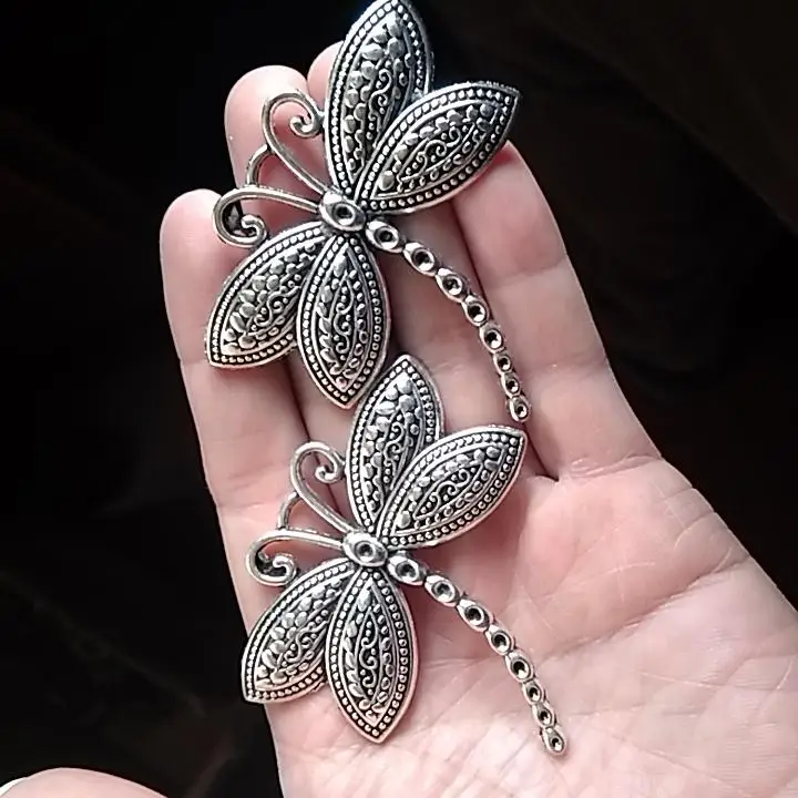 1Pcs big Strong dragonfly Birds flying pattern 60 57mm DIY Retro Silver Jewelry Bracelet Necklace pendant