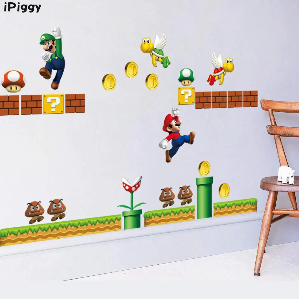 Наклейки на стену Super Mario нетоксичные наклейки для мальчиков и детей дома спальни