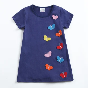 

Jxs Neat Toddler Girls Cotton Summer Short Sleeve Butterfly Dresses for Baby Girl Kids Clothes 1-6 Years AS6463