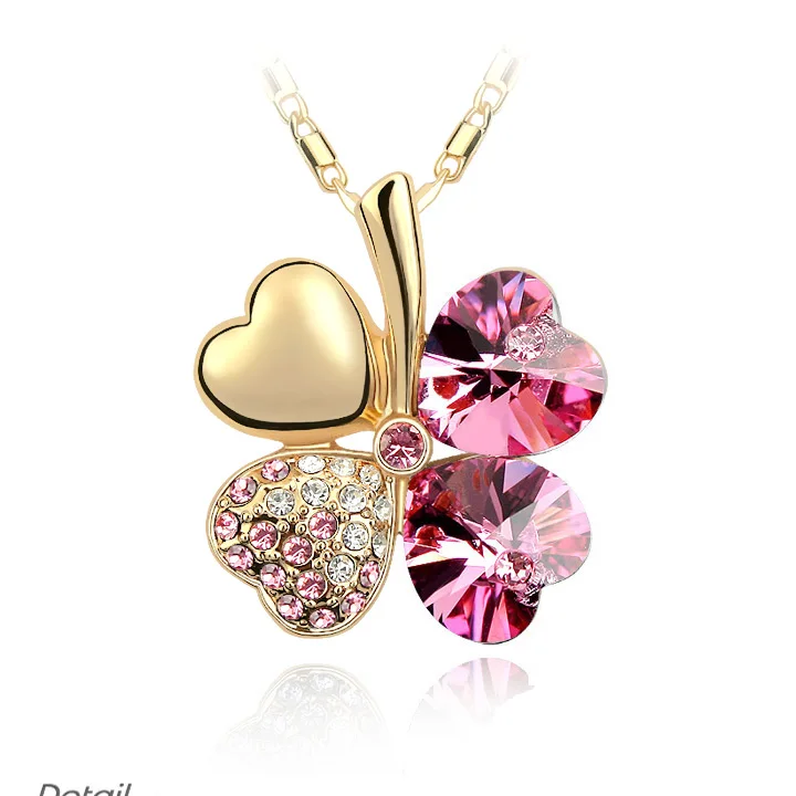 ANNGILL кристаллы от Swarovski любовь сердце клевер кулон ожерелье для женщин Высокое качество ювелирные изделия Рождественский подарок Прямая
