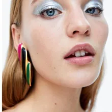 Лучшие женские Модные металлические серьги ZA для женщин Разноцветные Свадебные вечерние винтажные рождественские подарки дешевые оптовые продажи, распродажи