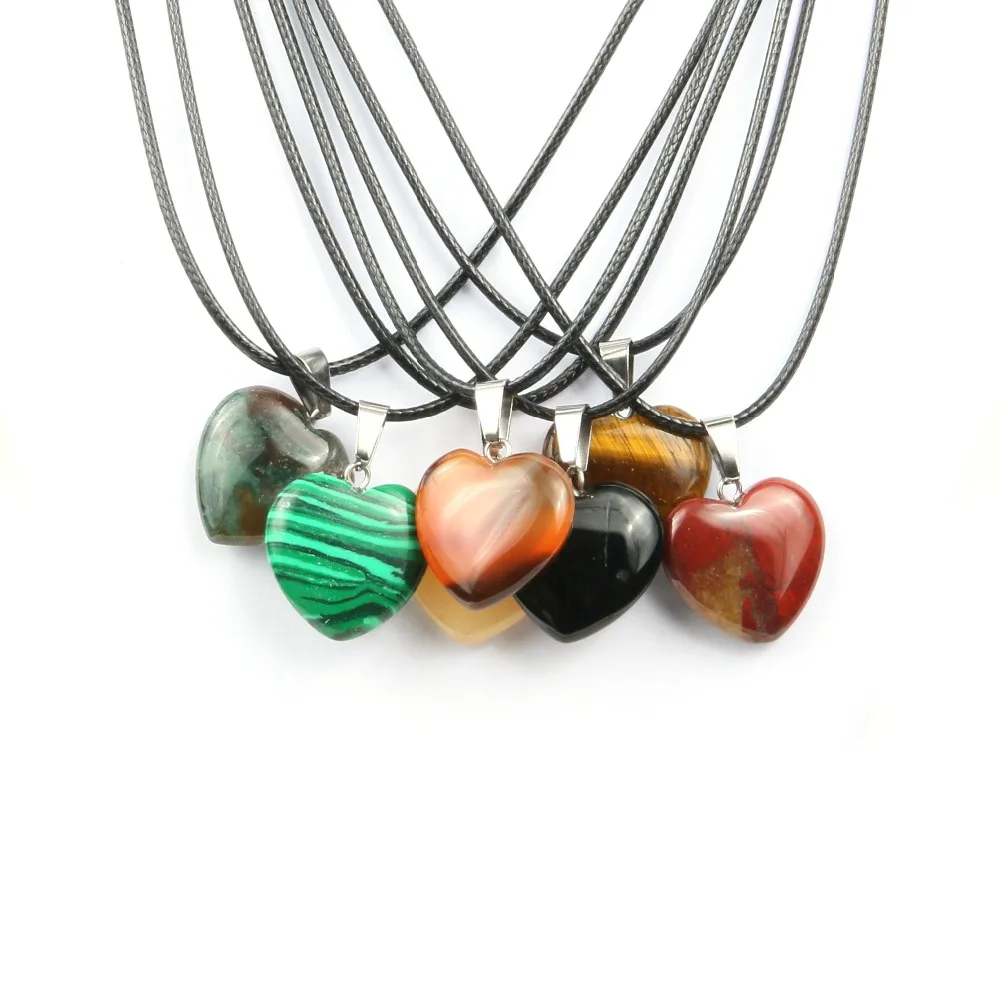 Оптовая продажа кулон из натурального камня в форме сердца кристалл AgateNecklace