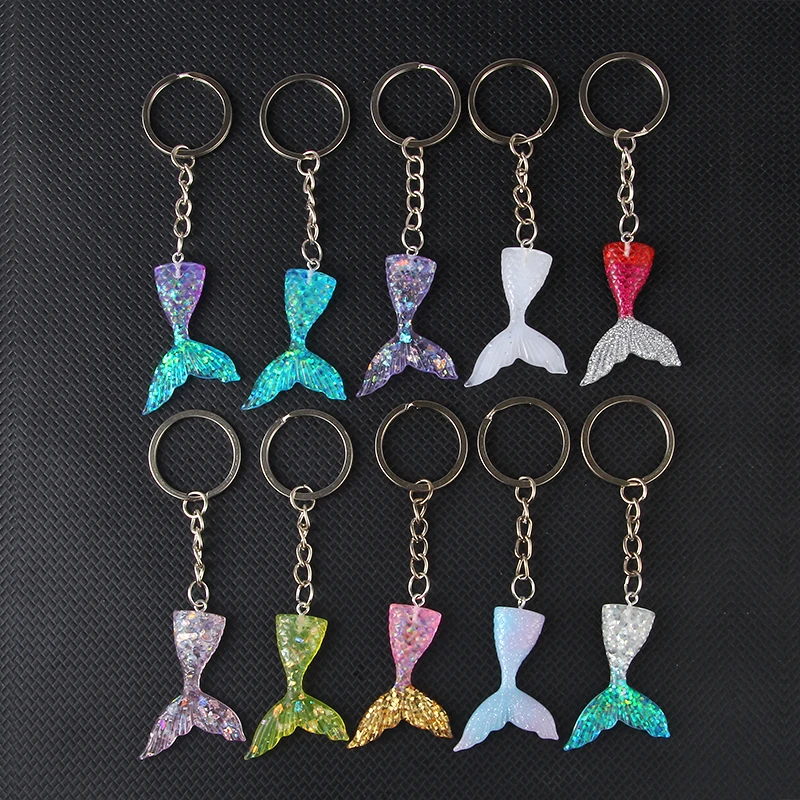 

New Trendy Resin Colorful Fishtail Keychain Keyring Gifts For Women Girls Car Bag Charms Accessories