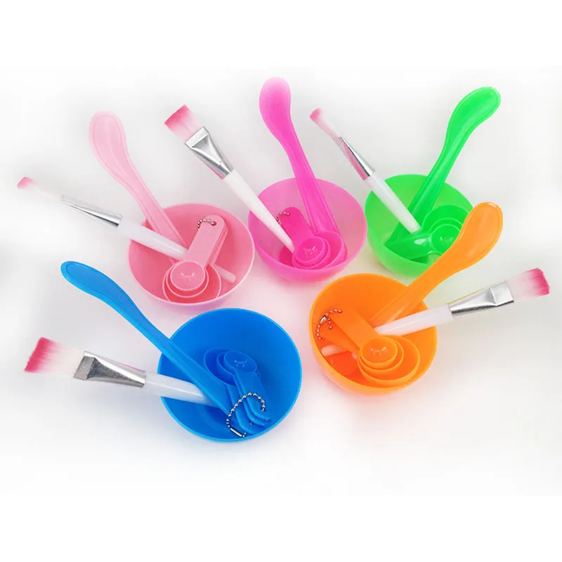 

RANCAI 4 In 1 DIY Facial Beauty Mask Bowl Cosmetic Tool Mixing Spoon With Stick Brush Set Maquiagem For Women Random Colors