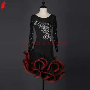 

Girls latin dancing clothing spandex long stones latin dance dress for women latin dance dress dancer's dance clothes S-6XL