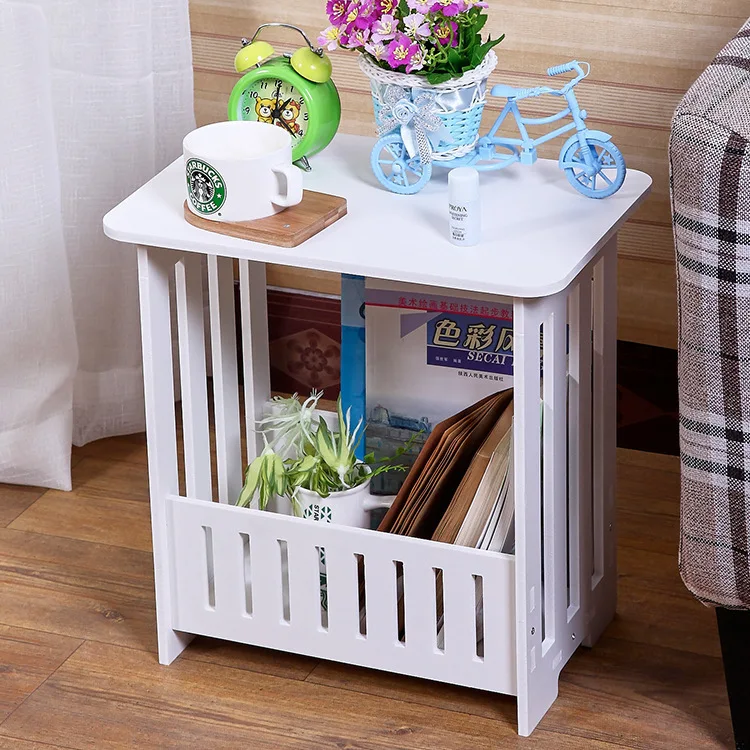 10% Modern Coffee Table European Simple Living Room Small Table Bedside Cabinet Storage Rack Wood Plastic White Coffee Table