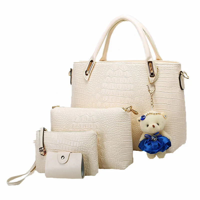 

3 PCS/Set European and American Style Women Tote Luxury Ladies PU Leather Handbags Messenger Shoulder Bags Wristlets Clutch