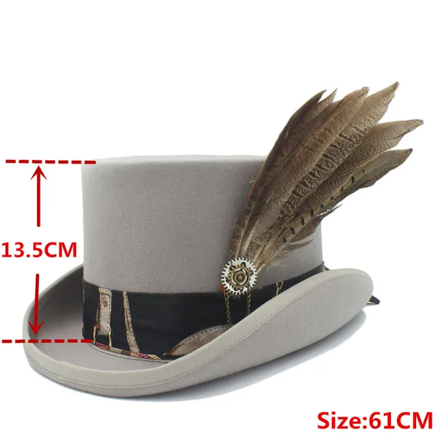 L.Z.H Cap Womens Top Hat Wool Christmas Steampunk Top Hat with Red and Green for Women Hat Color : Red, Size : 55cm L.Z.H Cap Womens Top Hat Wool Christmas Steampunk Top Hat with Red and Green for Women Hat Color : Red, Size : 55cm
