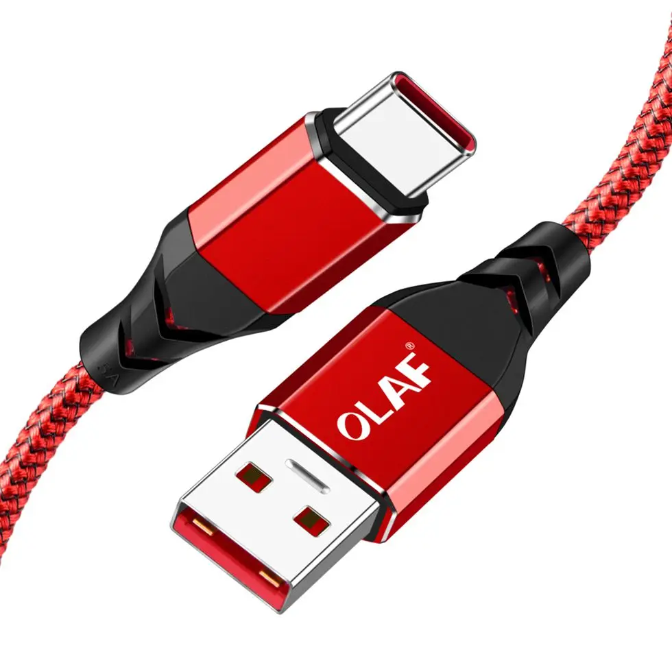 Олаф quick charge 3,0 5A USB type c кабель для huawei p20 p10 p9 mate 20 Pro 2A Быстрая зарядка кабель для передачи данных для samsung s9 s8 oneplus - Цвет: Red