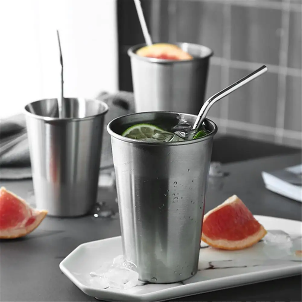 Stainless Steel Mouth Cup Bar Drinking Utensils Spirit Glass Anti-fall Children's Cup Home Kitchen White Wine Glass