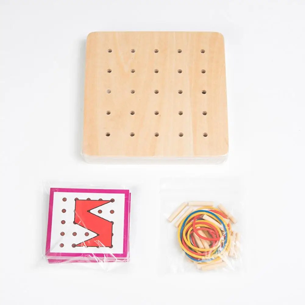 LeadingStar Детские Монтессори графика резиновый галстук ногти с дошкольными картами образовательный Дошкольный детские игрушки - Цвет: Small nail board
