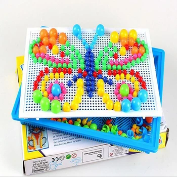 

295 Mushroom Nail Intelligent 3D Puzzle Games Plastic Flashboard DIY Mushroom Nail Children Toys Educational Toy random color