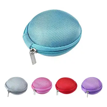 

New Portable Round Storage Pouch Bag Earbud Earphone Headphone Zipper Case