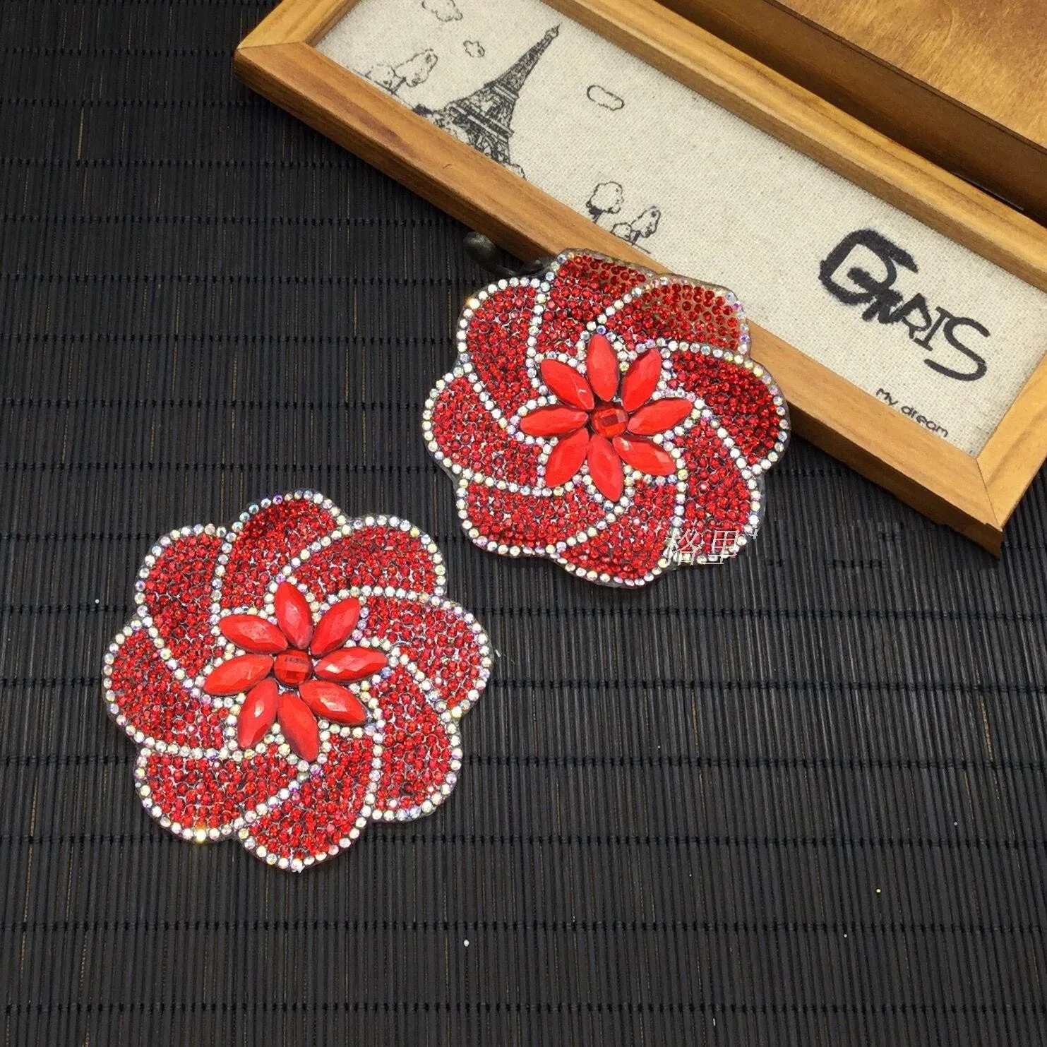red plum flower beaded patches applique patches for clothing patch