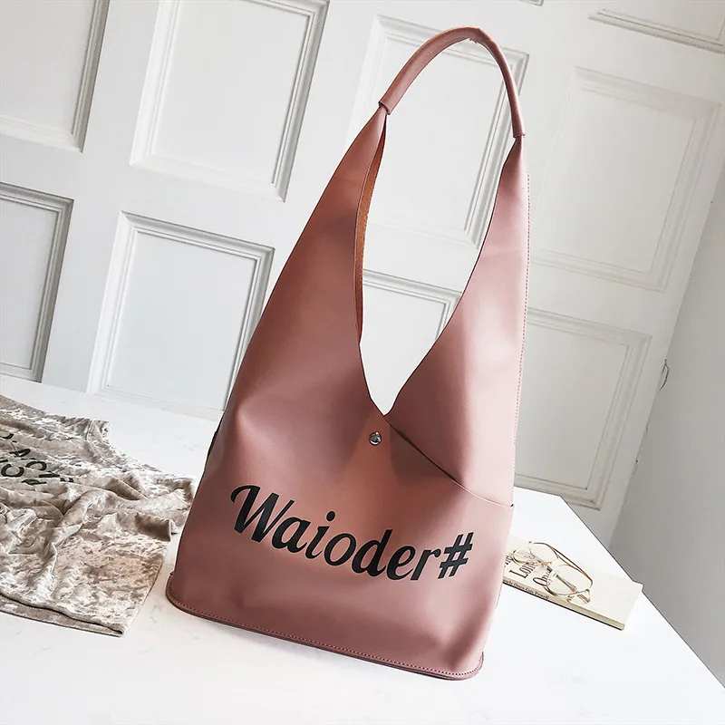 

Women's Soft Leather Handbag High Quality Women Shoulder Bag Luxury Brand Letter Bucket Bag Fashion Women's Handbags Two Sets