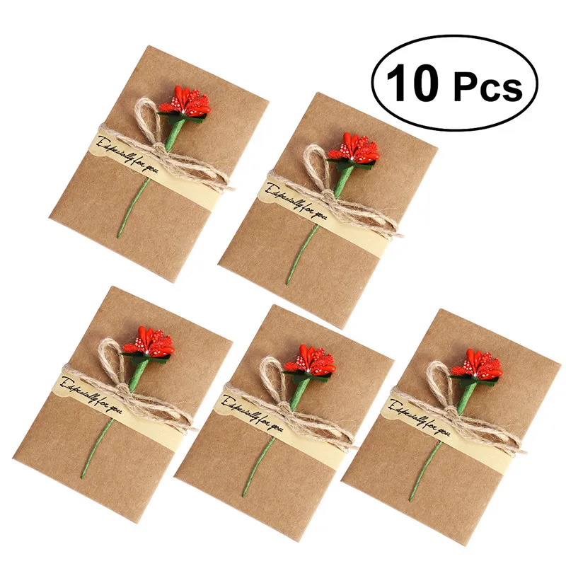 10 шт поздравительные открытки спасибо открытки с сушеным цветком для мамы учительницы друзья семьи подарочные открытки - Цвет: rose