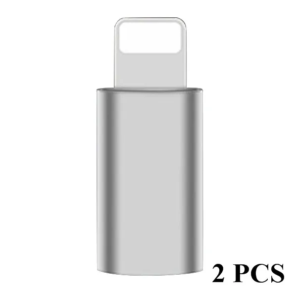 Silver 2 PCS Мини микро USB для освещения для Apple адаптер из сплава для iPad зарядка OTG конвертер для Iphone X XS XR 6 7 Plus конвертер адаптер - Цвет: Silver 2 PCS