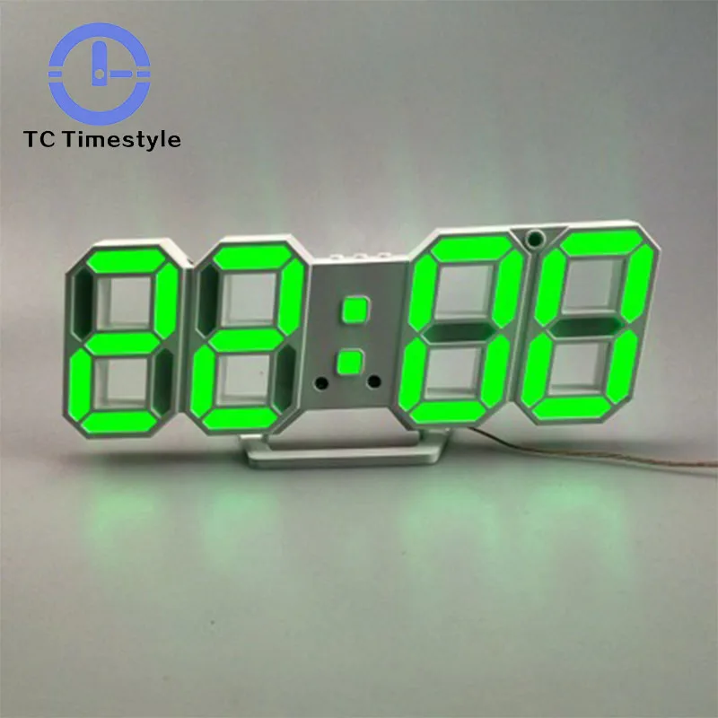 

Digital Wall Clock 3D LED Display Alarm Clocks Kitchen Office Table Desktop Wall Watch Modern Design 24 Or 12 Hour Display