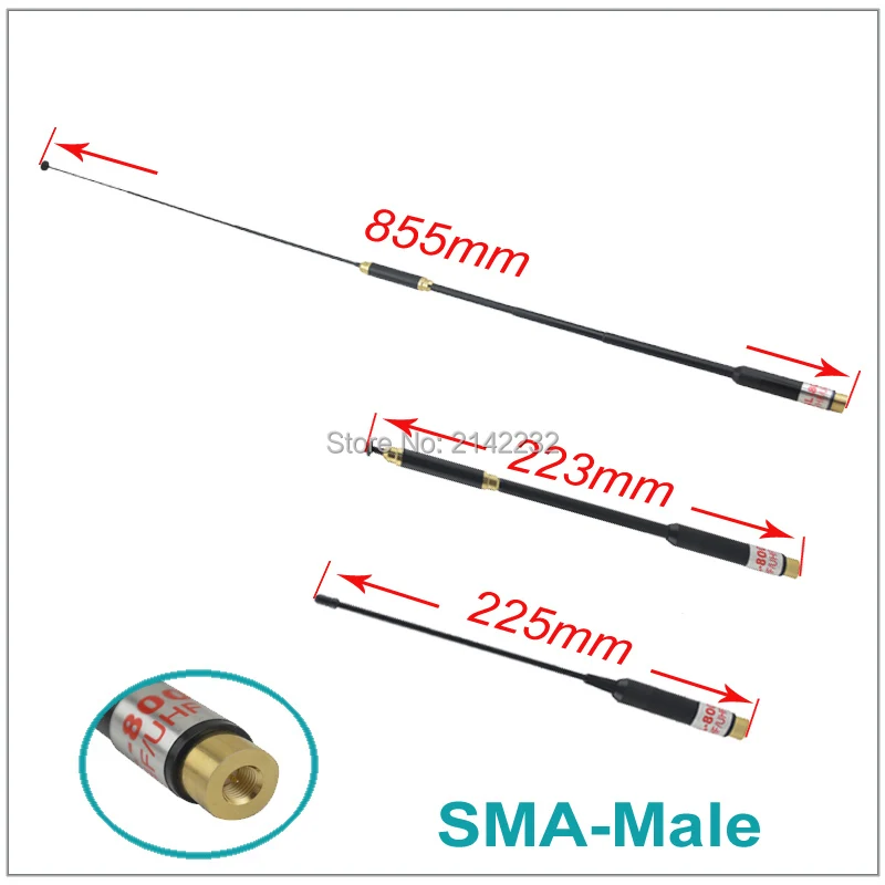 PRYME AL-800 AL 800 AL800 SMA-M SMA-Male телескопическая VHF/UHF Двухдиапазонная Выдвижная антенна с высоким коэффициентом усиления (SMA-Male разъем)