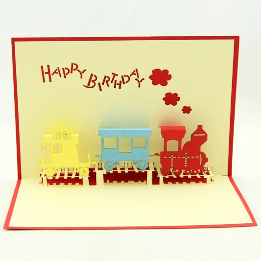 train birthday card 3d kirigami pop up card boy train gift free