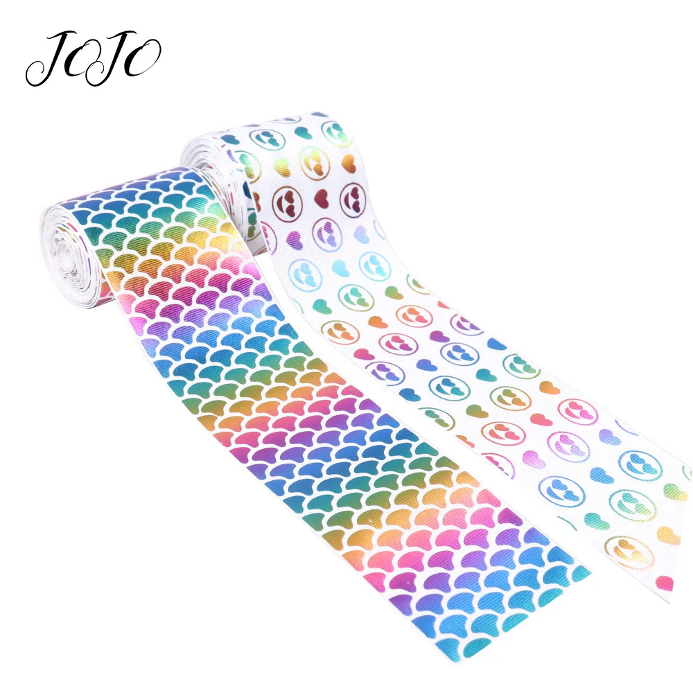 

JOJO BOWS 75mm 2y Grosgrain Ribbon Heart Love Mermaid Printed Tape For Needlework DIY Hair Bows Holiday Decoration Gift Wrapping