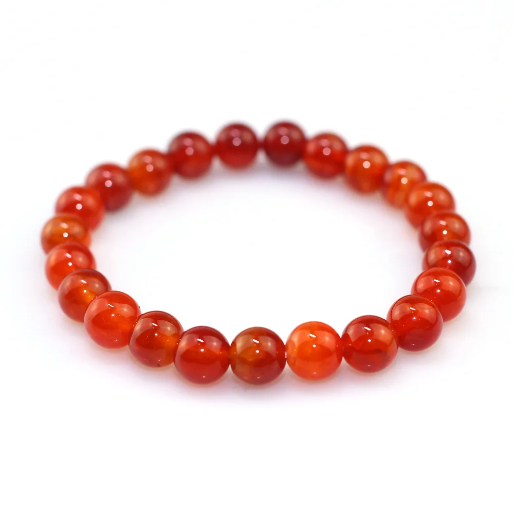 

8mm Natural Semi-Precious Stone Red Onyx Blue Dot Stone Stretch Bead Bracelet Bangle Jewellery For Unisex Gift