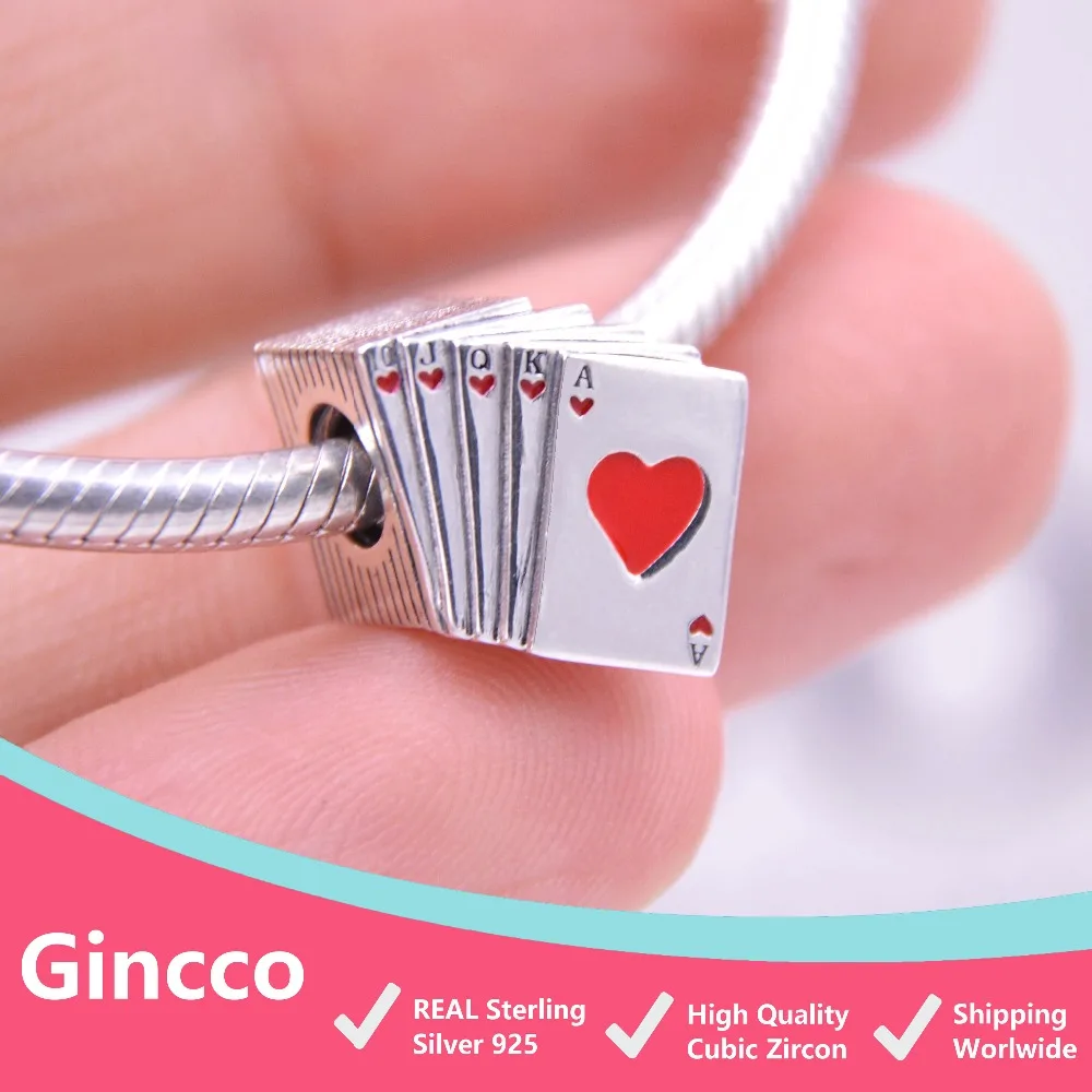 

Gincco Playing Cards Charm fit Original Pandora Bracelet DIY Sterling Silver 925 Charm
