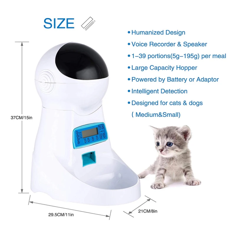 3л автоматическая кормушка для питомца с записью голоса корм для домашних животных чаша для средних маленьких собак кошек ЖК-экран диспенсеры 4 раза в день