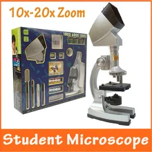 Рождественский подарок 10X-20X увеличить подсветкой Развивающие детские игрушки для детей 1200X микроскоп с проектором и свет лампы для студентов