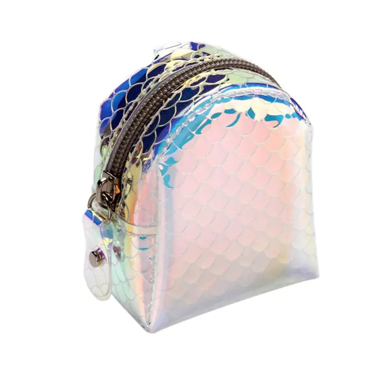 

1Pc Women Mini Holographic Laser Coin Bag Wallet Pouch Purse Key Chain Keyring