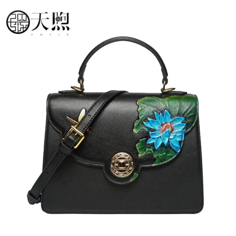 

Pmsix 2019 New Women Genuine Leather bag Superior Cowhide fashion Designer Luxury women handbags women leather shoulder bag