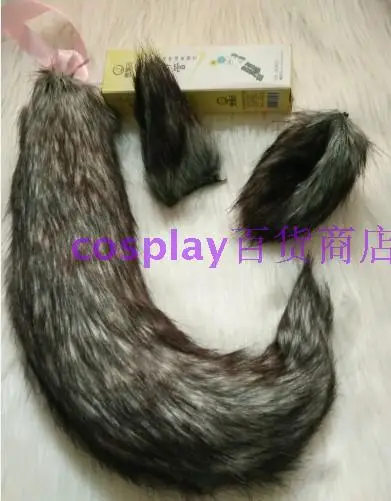 Comic Cosplay Props All match Plush Full Gra y Fox Wolf Tail Ear