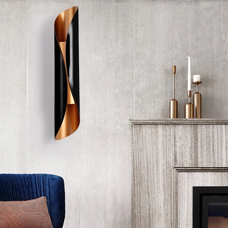  Modern Aluminum tube wall light E27 Light fixtures gold black Nordic restaurant living room aisle c - 33008177764