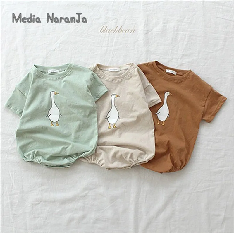 

Baby romper summer for boys girls unisex clothes infant toddler short sleeve goose cute cartoon outfits twins clothing