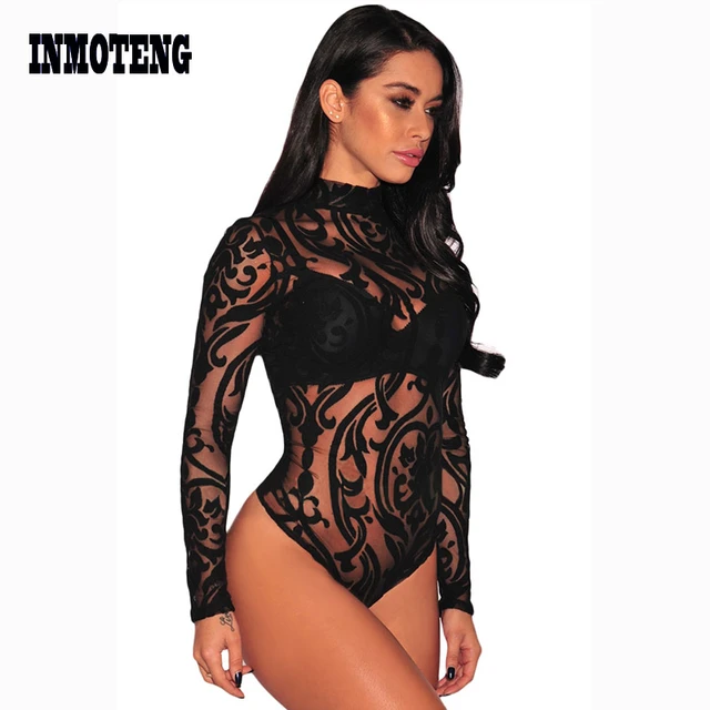 Comeondear Sexy Body For Woman Long Sleeve Teddy Lace Bodysuit