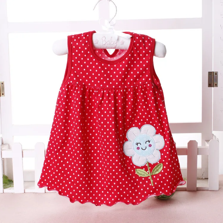 Baby Dress Summer New Girls Fashion Infantile Dresses Cotton Children's Clothes Flower Style Kids Clothing Princess Dress - Цвет: A01-xiaohong