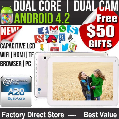 

Wholesale Boda factory tablets 10" Android 4.2 8G Tablet PC Dual Core Allwinner A20 1.2GHz 1G Capacitive Touch Scree HDMI Wifi