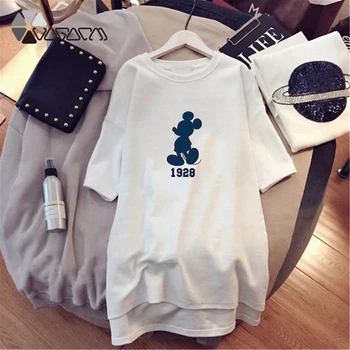 

Summer Dress Women Fashion Cartoon Print Short Sleeve Casual Loose Club Mini Clothing Dresses Plus Size M-4XL