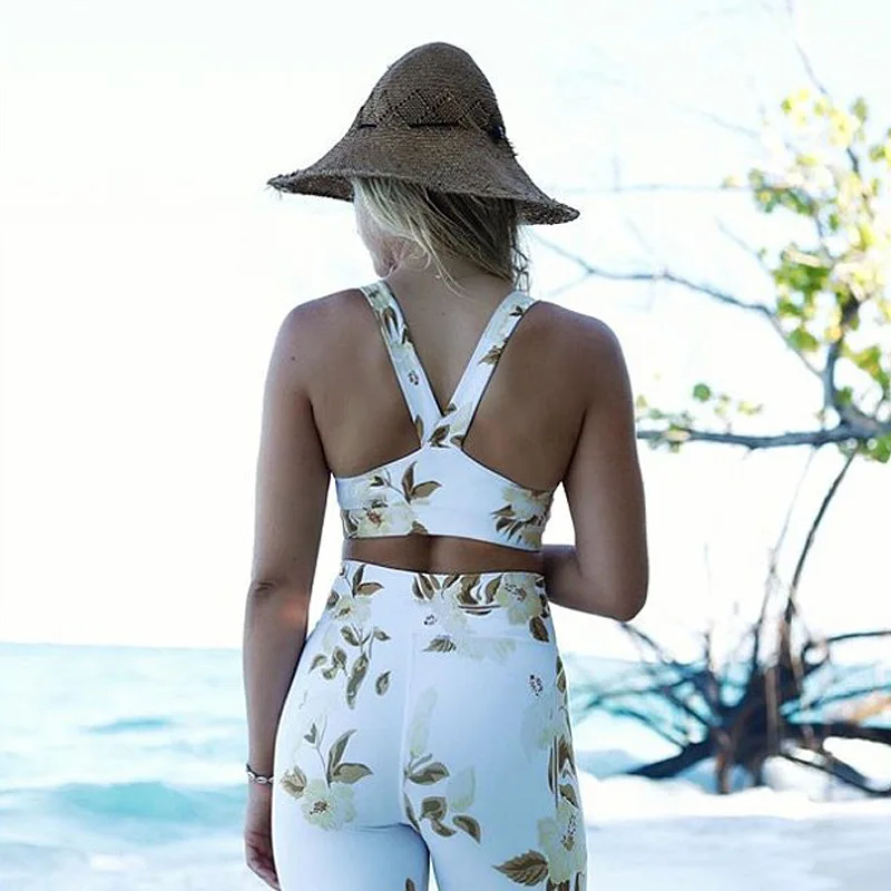 Women Fitness Sets Cropped Tank Spandex Workout Top Leggings Pants 2 Pieces Set 2018 Fashion