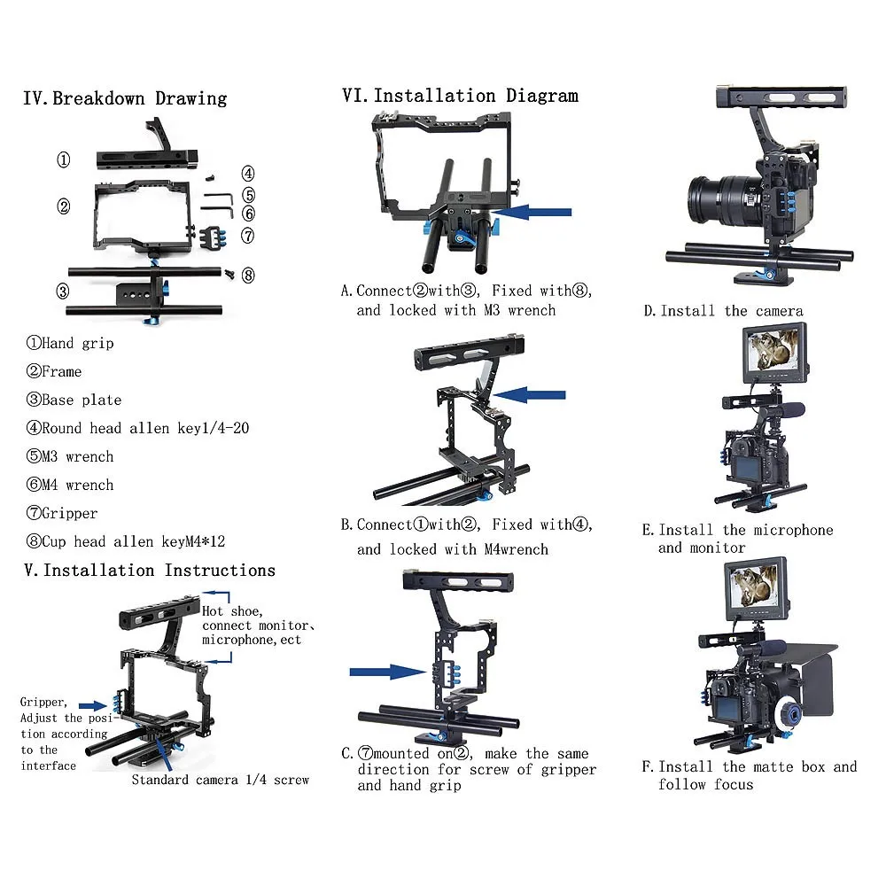 Новая Профессиональная ручка DSLR Rig Стабилизатор видеокамеры клетка для sony Alpha A7S A7 A7R A7RII A7SII Panasonic Lumix DMC GH4