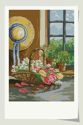Needlework DIY Cross Stitch Sets For Embroidery kits 11CT&amp14CT Flower baskets and straw hat | Дом и сад