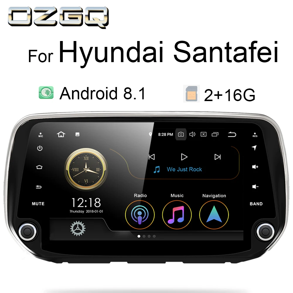 OZGQ Android 9 0 система ''IPS экран автомобильный монитор видео Радио для Hyundai santafe 2018 с