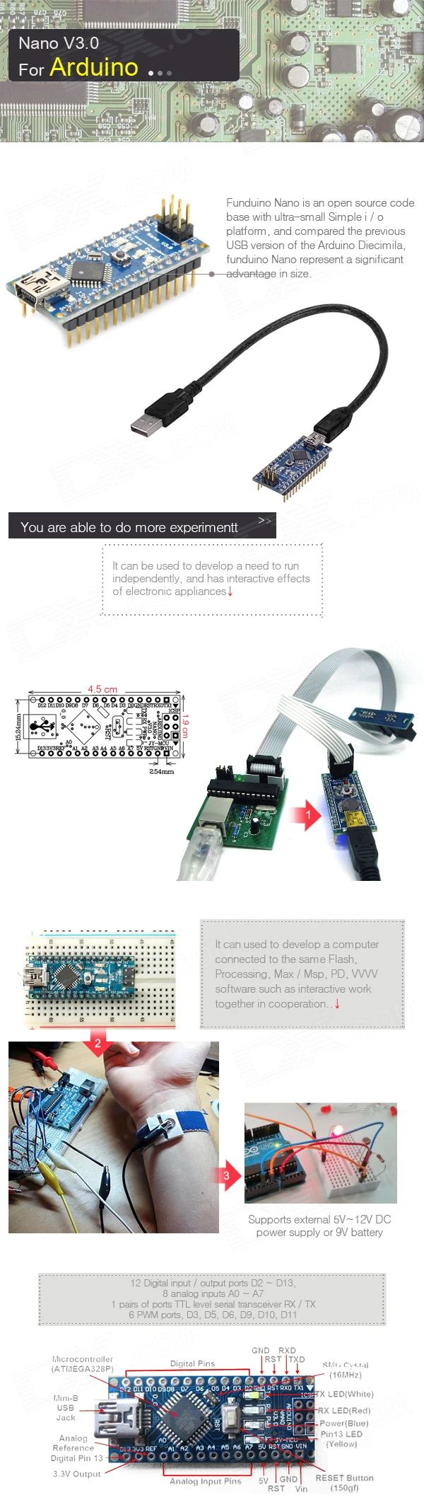 Nano 3,0 Atmel Atmega328P Mini-USB плата